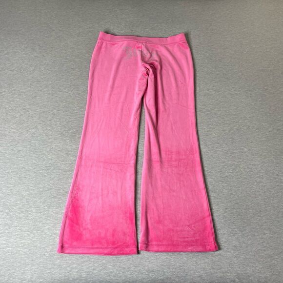 Juicy Couture Velour Hot Pink Rhinestone Logo Flare Sweatpants - Picture 5 of 12